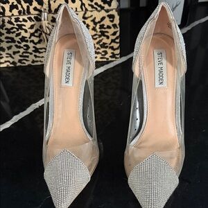 Steve Madden Silver and Clear Heels